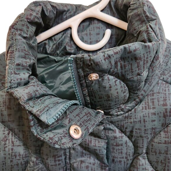 FLX Dark Green Puffer Jacket Cinchable Waist High Neck Zip and Snap Size… - Picture 4 of 16